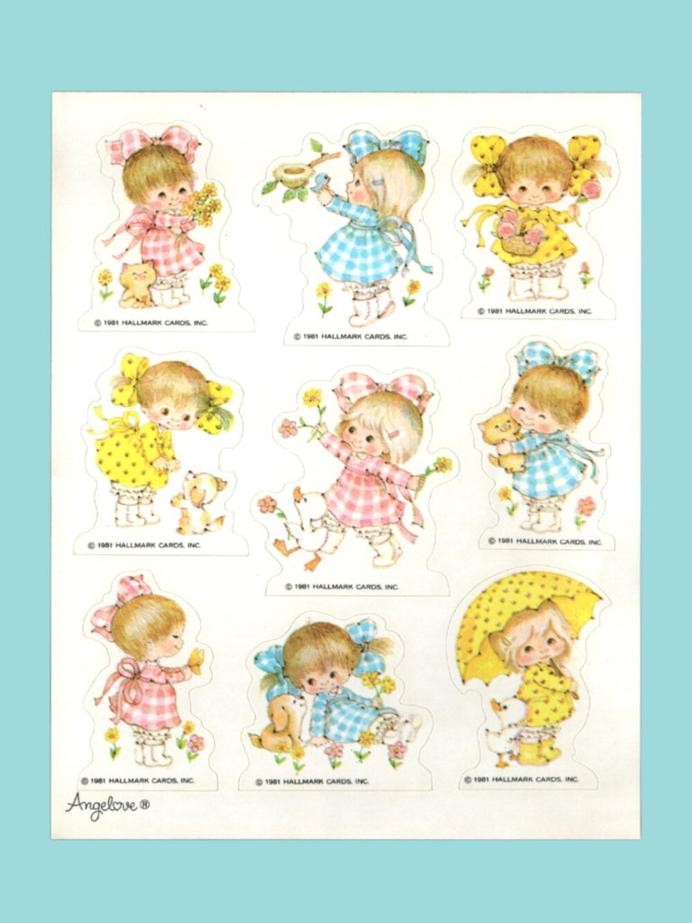 Hallmark Cute Angelove Suzy Angel Vintage 1981 Sticker Sheet